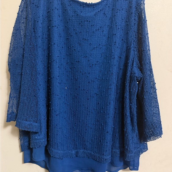 Alfred Dunner Tops - ALFRED DUNNER  Deep Blue Sheer Top